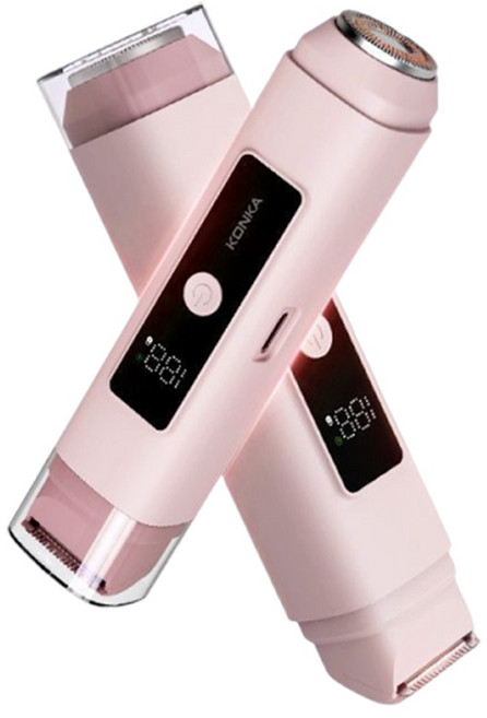 KONKA康佳 雙頭數顯 安全防刮 IPX6全身水洗 TypeC充電 KTMQ0816T, 少女粉, 電動剃毛刀