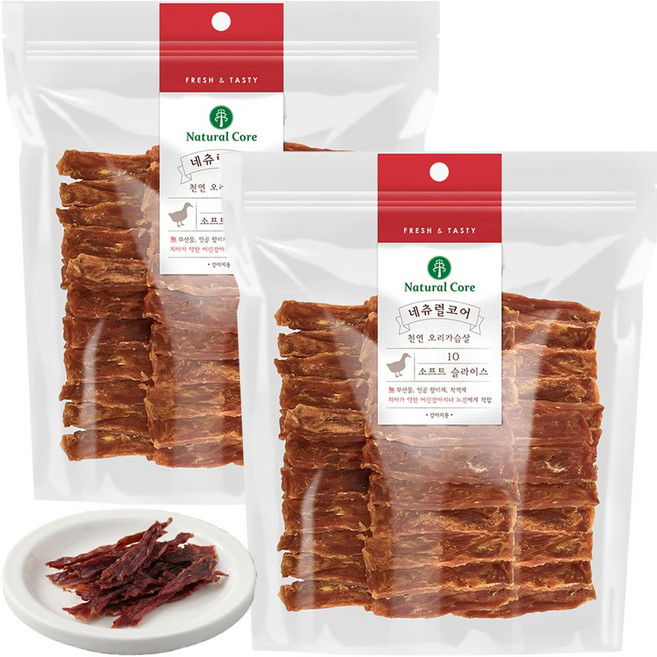 네츄럴코어 천연 오리가슴살 소프트슬라이스 (증정 보노육포), 400g, 2개, 오리 소프트슬라이스