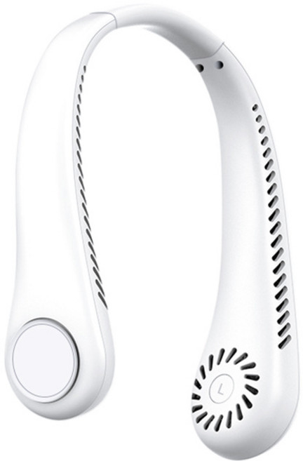 무선 넥밴드 선풍기 무소음 목걸이 넥선풍기 1800mAh 항속 시간이 최대 6시간에 달할 수 있습니다., 화이트
