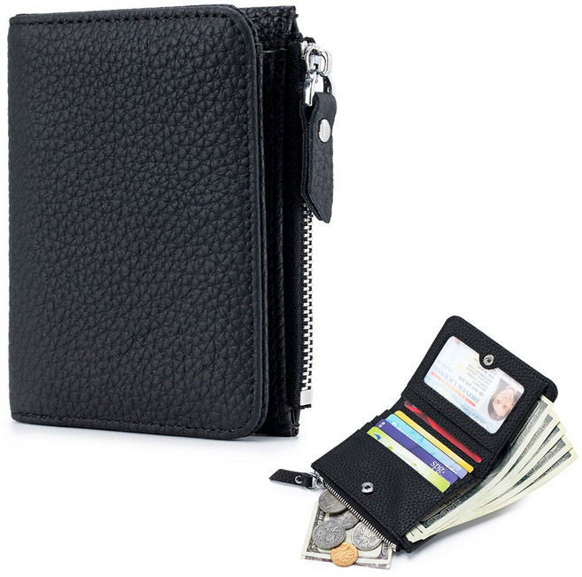 RFID 真皮零錢短夾 女用皮夾 牛皮錢包 短皮夾