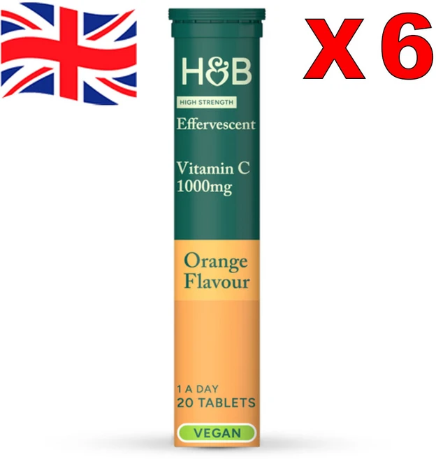 20정 6개 홀랜드앤바렛 고강도 발포성 비타민C & 아연 오렌지향 Holland & Barrett - 쿠팡