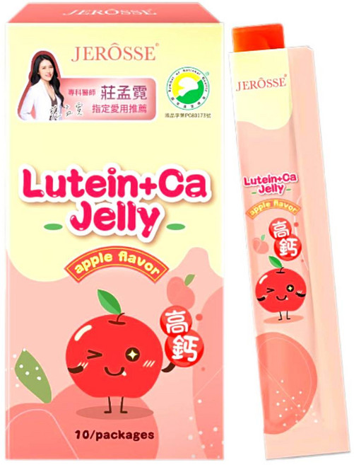 JEROSSE 婕樂纖 金盞花葉黃素高鈣晶亮凍 蘋果口味 10包, 1個, 10份