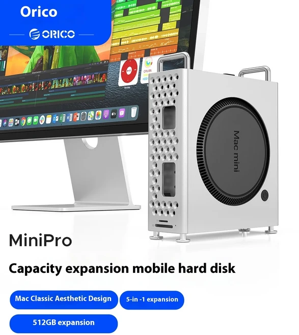 ORICO 미니 프로 컴퓨팅 베이스 알루미늄 합금 데스크탑 스토리지 브래킷 Mac Mini M4 도킹 스테이션에 적, 01 512G