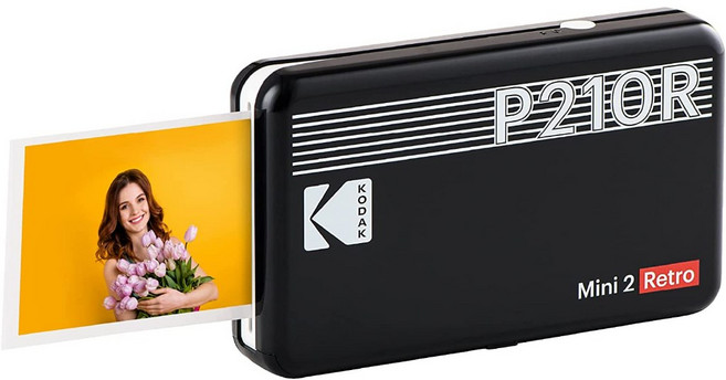 【竭力萊姆】2025新款 柯達 KODAK Mini 2 Retro P210R C210R 相印機 照片列印 拍立得 一年保, 1個, P210R+8張底片 黑色, 小