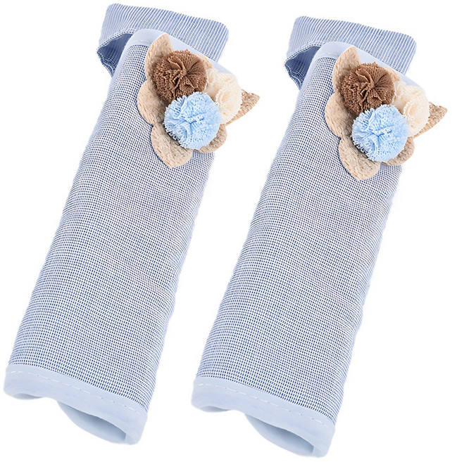 리본 포인트 패브릭 일자형 방문 손잡이 커버 2개, 블루