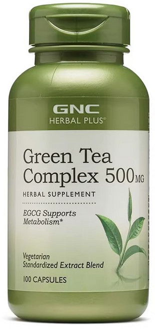 GNC 그린티 컴플렉스 500mg 100캡슐 EGCG 녹차 추출물 대사 촉진 항산화 영양제, 100