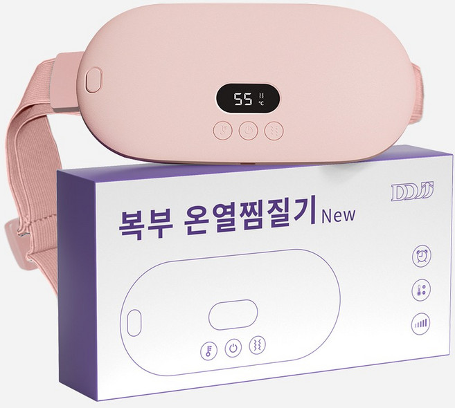 DDJJ 복부 온열찜질기 마사지기 허리 안마기 무선 5단온도 충전식, 핑크
