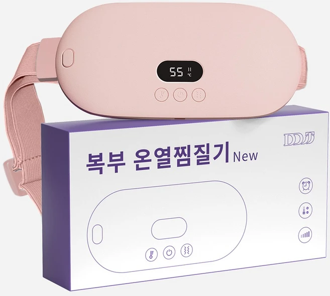 DDJJ 복부 온열찜질기 마사지기 허리 안마기 무선 5단온도 충전식, 핑크 - 쿠팡