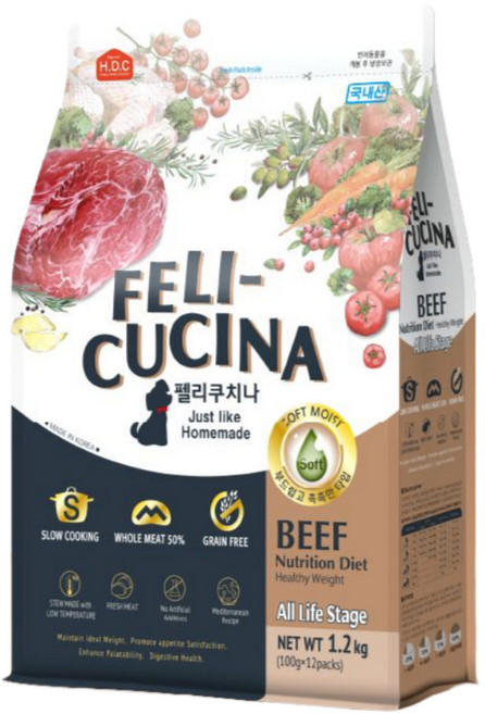 펠리쿠치나 성견용 강아지 습식 소프트사료, 소, 1.2kg, 1개