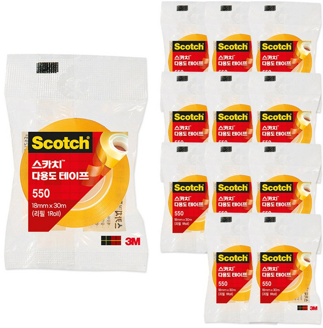 3M 스카치 다용도 테이프, 리필, 1박스, 550R(18x30) 12개