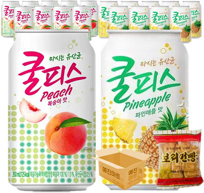 예진마트 쿨피스 복숭아 10캔 + 파인애플 10캔 350ml(, 쿨피스 복숭아 10캔 + 파인애플 10캔 350ml (, 350ml