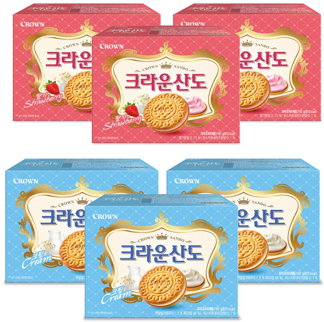 크라운산도 딸기산도 3p + 크림산도 3p 세트 966g, 1세트