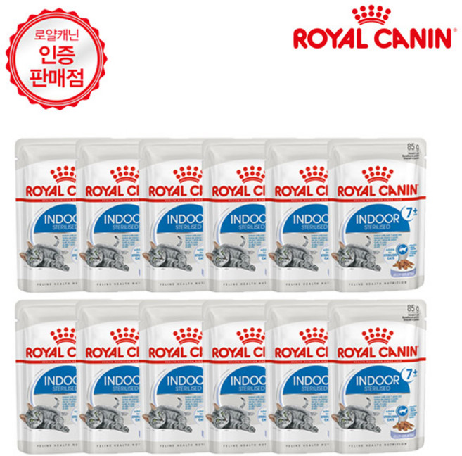 로얄캐닌 인도어 7+ 젤리 파우치 85g X12개, 닭, 12개
