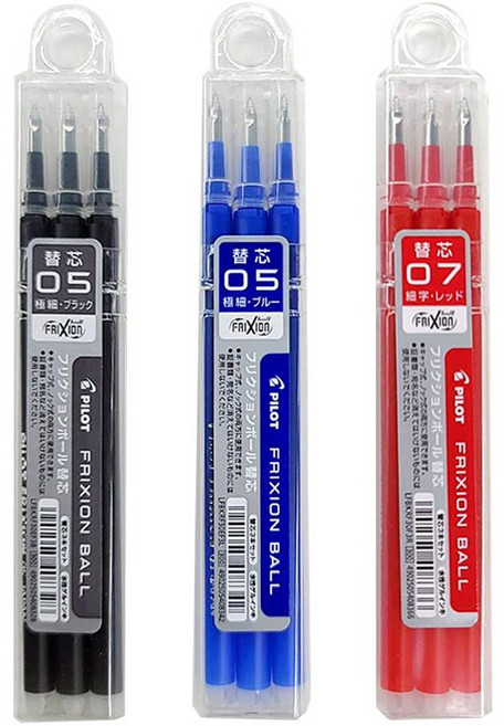 파이롯트 파이롯트 프릭션볼 노크 볼펜 리필심 3입 (LFBKRF30), EF블루0.5