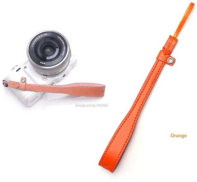 디그니스 번지 카메라스트랩 가죽스트랩, 오렌지, 1개
