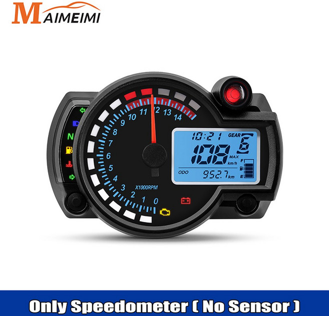 범용 KOSO LCD 디지털 오토바이 속도계 RX2N 주행 거리계 계량기 계기 최대 299 km/h 7 가지 색상 대시 보, [09] Speedometer Only, 1개