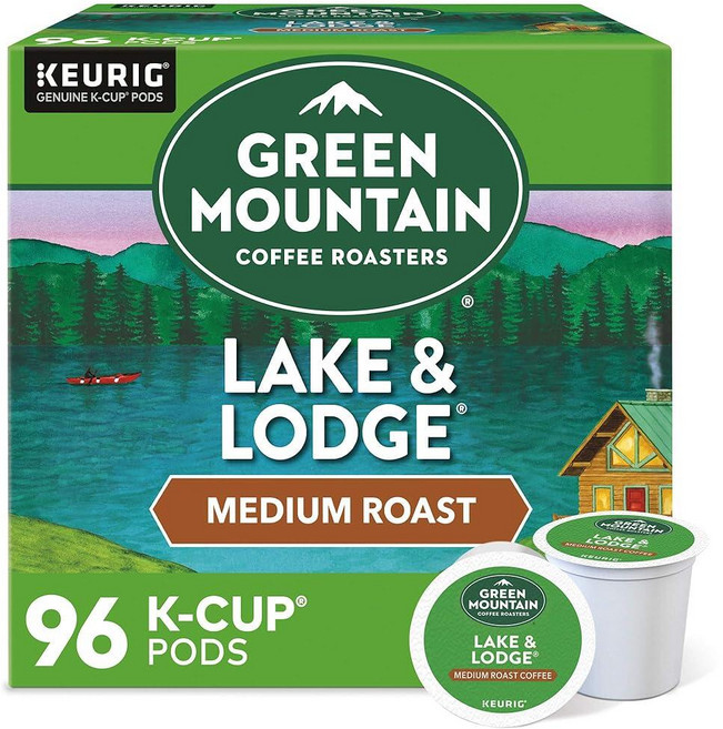 Green Mountain Coffee Roasters Nantucket Blend 1인용 큐리그 K컵 포드 미디엄 로스트 커피 24개, Lake & Lodge