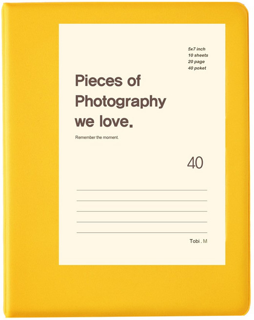 문구백서 5X7 사진 포켓 앨범 포켓식 포토 포카바인더 콜렉트북 티켓북, 흑지, 옐로우