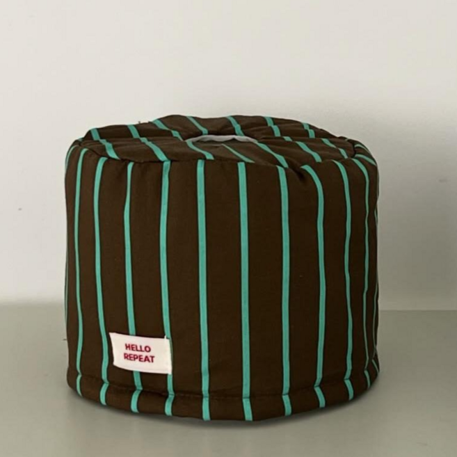 앤유 모던 미드센추리 스트라이프 두루마리 휴지 케이스, 그린