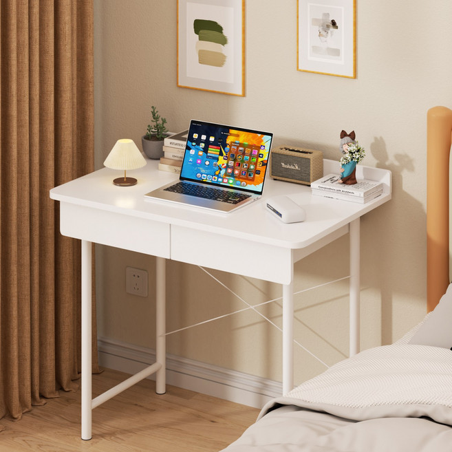 홈컴 책상 서랍형 사무용 컴퓨터 수납 테이블, 화이트