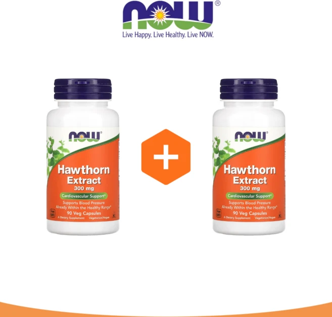 1+1 나우푸드 호손 추출물 Hawthorn 300 mg 90캡슐 산사나무 열매 베리, 90정, 2팩 - 쿠팡