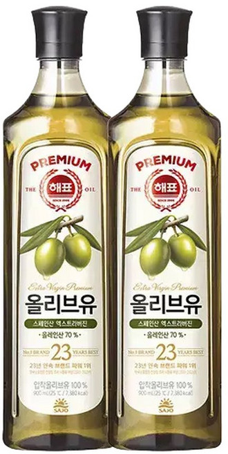해표 올리브유 900ml X 2병, 2개