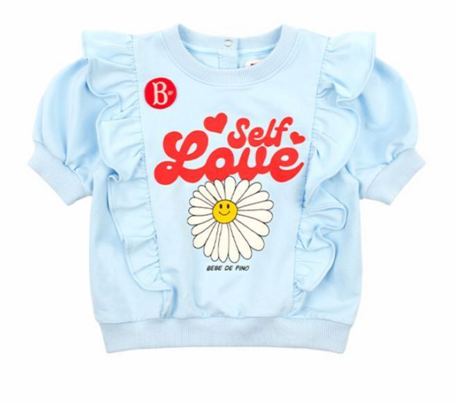 [매장정품] 베베드피노 반팔 티셔츠 키즈용 러브 데이지 프릴 소매