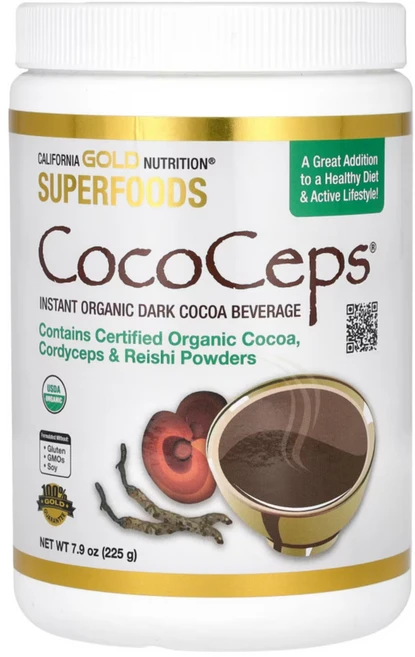 캘리포니아골드 뉴트리션 슈퍼푸드 - CocoCeps 유기농 코코아 동충하초 및 영지버섯 225g(7.93oz), 1개, 1개 - 쿠팡
