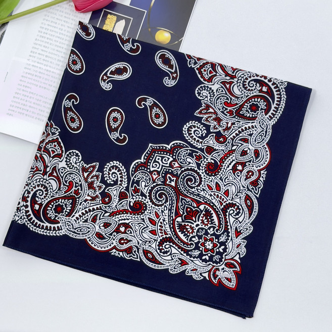 이든테라스 22칼라 페이즐리 반다나 국산 면 스카프 등산 캠핑 단체 손수건