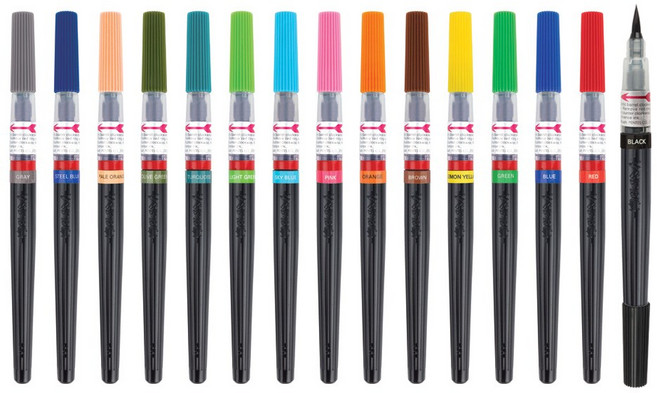 펜텔 컬러브러쉬 브러쉬펜 캘리그라피 펜 캘리그라피펜 (1자루), XGFL-140X 옐로우오렌지