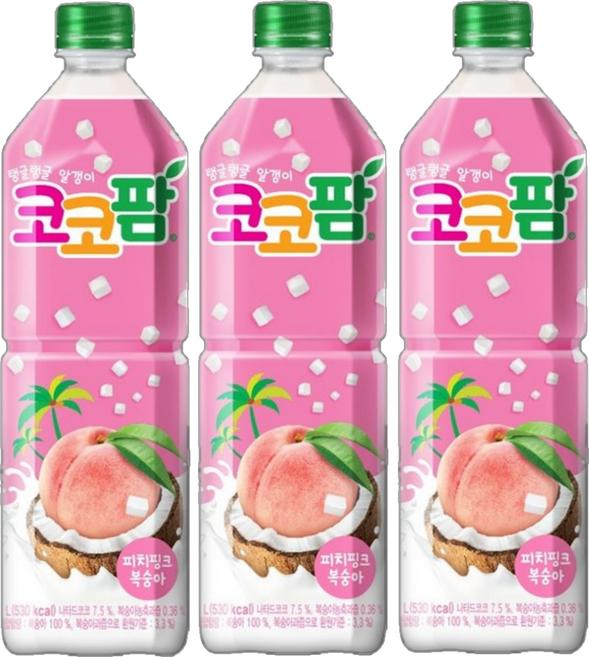 해태음료 코코팜 피치핑크 복숭아, 3개, 1L