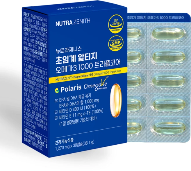 [6중 복합케어]뉴트라제니스 초임계 알티지 오메가3 1000 트리플코어 비타민D 비타민E, 1박스, 30정 - 쿠팡
