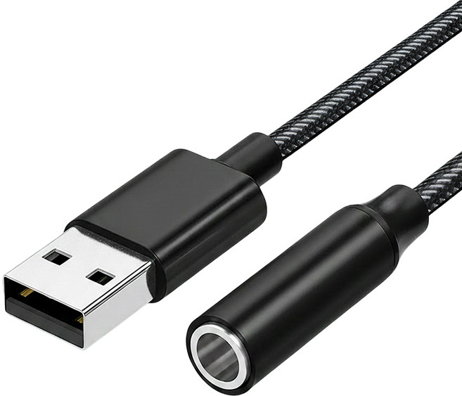 프라임 USB-A DAC 고음질 3.5mm 변환 어댑터, 1개, 블랙, 13cm