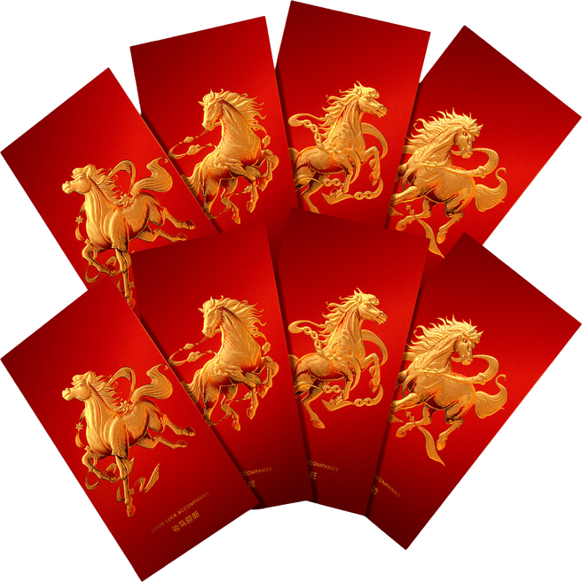 2026 효도 봉투 병오년 붉은말 행운 가득 고급 돈봉투 어버이날 용돈봉투, 8개, 레드골드
