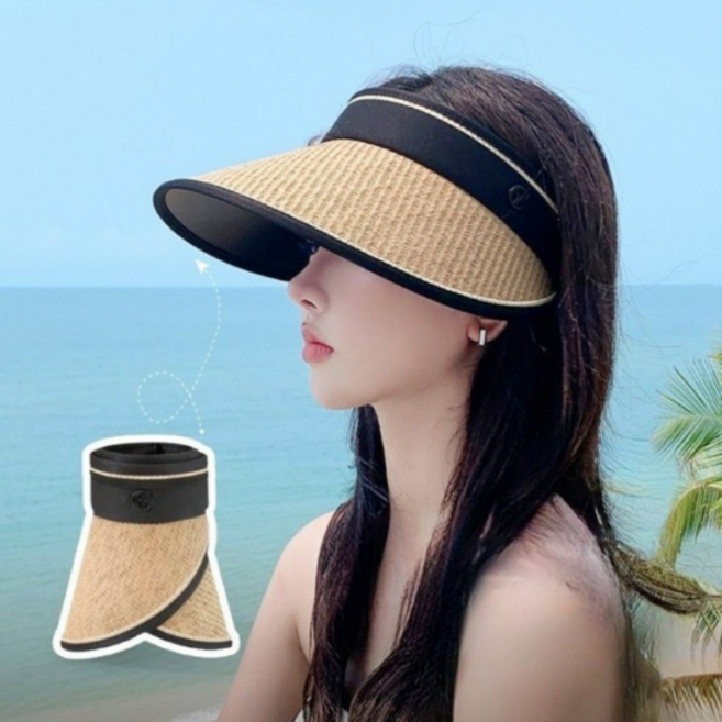 돌돌이 라탄 썬캡 시원한 여름 모자 자외선차단 여성 테니스썬캡