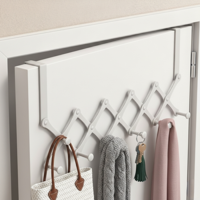 더룸즈 무타공 접이식 문 걸이 도어행거 6구, 1개, 매트 화이트