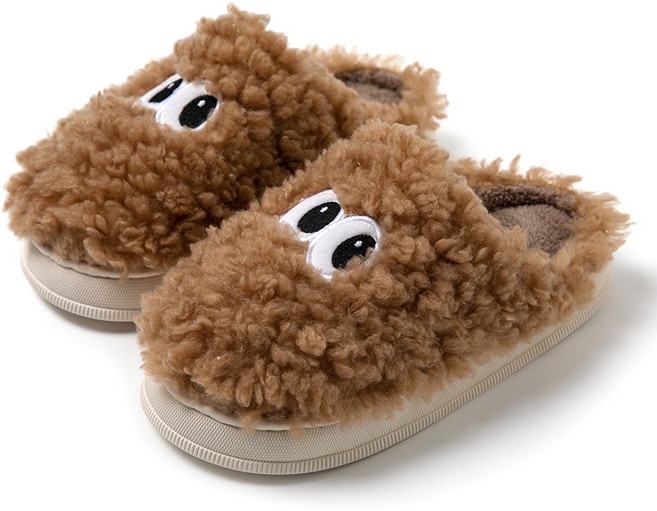 곰돌이샵 뽀글뽀글 빅아이즈 겨울 슬리퍼 소보로 양털 실내화 커플 부클 방한 털 슬리퍼