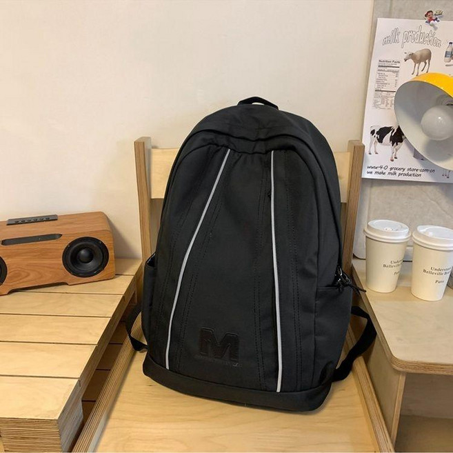 帝柏 雙肩包 新款大學生休閒大容量簡約旅行揹包, 黑色