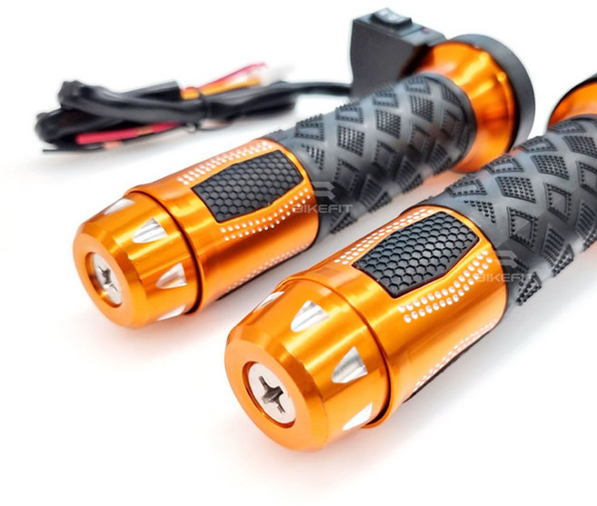 오토바이 열선그립 핸들그립 2단 온도조절 컬러 겨울 방한용품 범용 22mm, 골드, 1세트