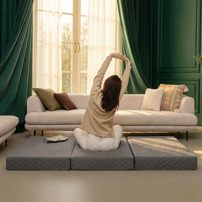 트레아(Trea) 고경도 3단 접이식 모듈 매트리스 허리지지 체압분산 생활방수