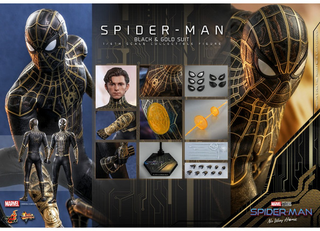 野獸國 Hot Toys MMS604 蜘蛛人 無家日 黑金色戰衣 1/6 比例人偶 (非MMS624 MMS625), 1個