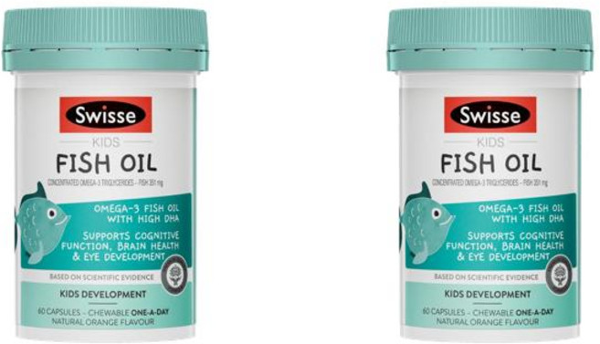 (호주/뉴질랜드) 스위스 피쉬오일 오메가3 DHA 캡슐 60정 2개 SWISSE KIDS FISH OIL