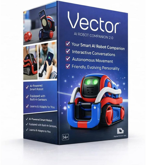 안키 벡터 2.0 AI 반려 애완 로봇 Anki Vector 레드 화이트 블루, 1개