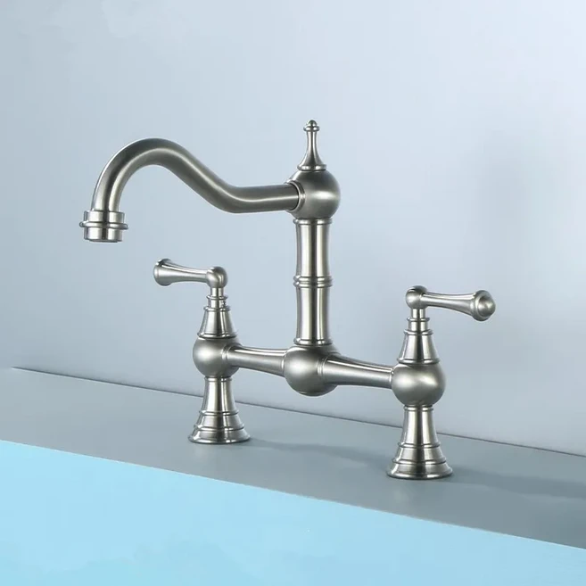 투치우 브러쉬드 골드 주방 수전 팟 필러 탭 데크 마운트 블랙 스파우트 황동, 05 nickel