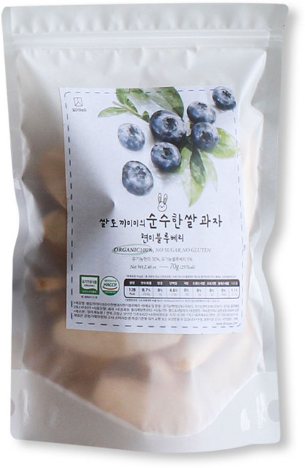 질마재농장 현미블루베리떡뻥 유기농 국내산쌀 무첨가 아이간식, 유기농쌀과자 현미블루베리떡뻥, 70g, 1개