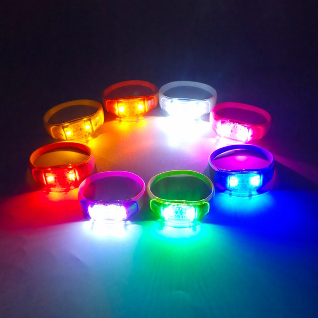 LED 사운드 팔찌/ LED 콘서트 클럽 손목밴드 야광팔찌 파티용품 음악팔찌, 1개, 흰색