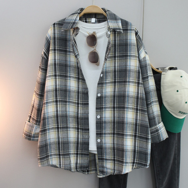 달콩 여성 주니체크오버핏카라셔츠 봄신상