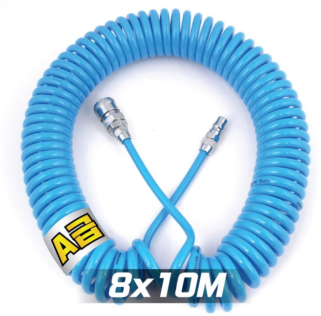 A급 코일에어호스 청색 우레탄 에어줄 콤프레샤호스 타카호스 에어호수 코일호스, 1개