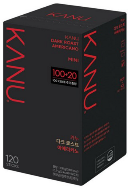 카누 다크 로스트 아메리카노 원두커피스틱 미니, 900mg, 120개입, 1개