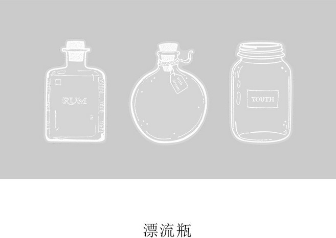 【CHL】瓶中愛語系列 手帳 貼紙可愛兒童貼畫透明防水 手帳創作 美術勞作 NP-H7TRIA-004, 1個, 漂流瓶